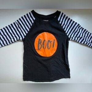 Cat & Jack Youth Black and White Striped ‘Boo’ Long Sleeve Shirt Size Medium